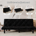 Sofa-to-Bed Evolution: 66" Black Velvet Sofa Bed Transforms Seamlessly, Ideal for Family Living Rooms, Apartments, and Bedrooms W127860390-djyc
