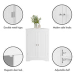 Floor Corner Cabinet with 2 Doors and Adjustable Shelves, Freestanding Narrow Cabinet Organizer, Corner Storage Cabinets for Bathroom, Kitchen, Living Room, or Bedroom, White W808P175911-djyc
