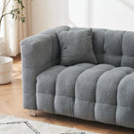 Elegant 102-Inch Gray Teddy Velvet Sofa for Living Room, Bedroom, or Apartment - Comes with Two Throw Pillows and Sturdy Hardware Feet for Enhanced Support W1278S00022-djyc