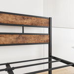 Full Size Platform Bed Frame with Rustic Vintage Wood Headboard, Strong Metal Slats Support, No Box Spring Needed W840P144083-djyc