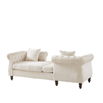 81-inch Chenille Face-to-face Chaise Lounge with Two Pillows,Nailhead trim,Button Tufted Design and Rolled Arms for Lounge, Living room and Office W834S00315-djyc