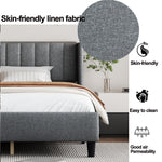 Queen size Upholstered Platform Bed Frame with Headboard, Mattress Foundation, Wood Slat Support, Quiet, no Box Spring Needed, Easy to Assemble Light Grey W1793140457-djyc