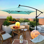 Rectangle 2x3M Outdoor Patio Umbrella Solar Powered LED Lighted Sun Shade Market Waterproof 6 Ribs Umbrella with Crank and Cross Base for Garden Deck Backyard Pool Shade Outside Deck Swimming Pool W656127035-djyc