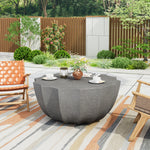 35.43' Modern Outdoor Waterproof Coffee Table - Durable MgO Cement Design for Patio, Garden, Backyard & Living Room - Weather-Resistant Grey Finish W757P246396-djyc