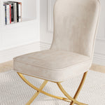 Dining Chair Set of 2, Beige velvet Backrest and golden Metal legs.For Modern Kitchen Dining Room Chair for Kitchen Living Modern decorative Leisure chairs.Office chairs y-2009 W1727P195278-djyc