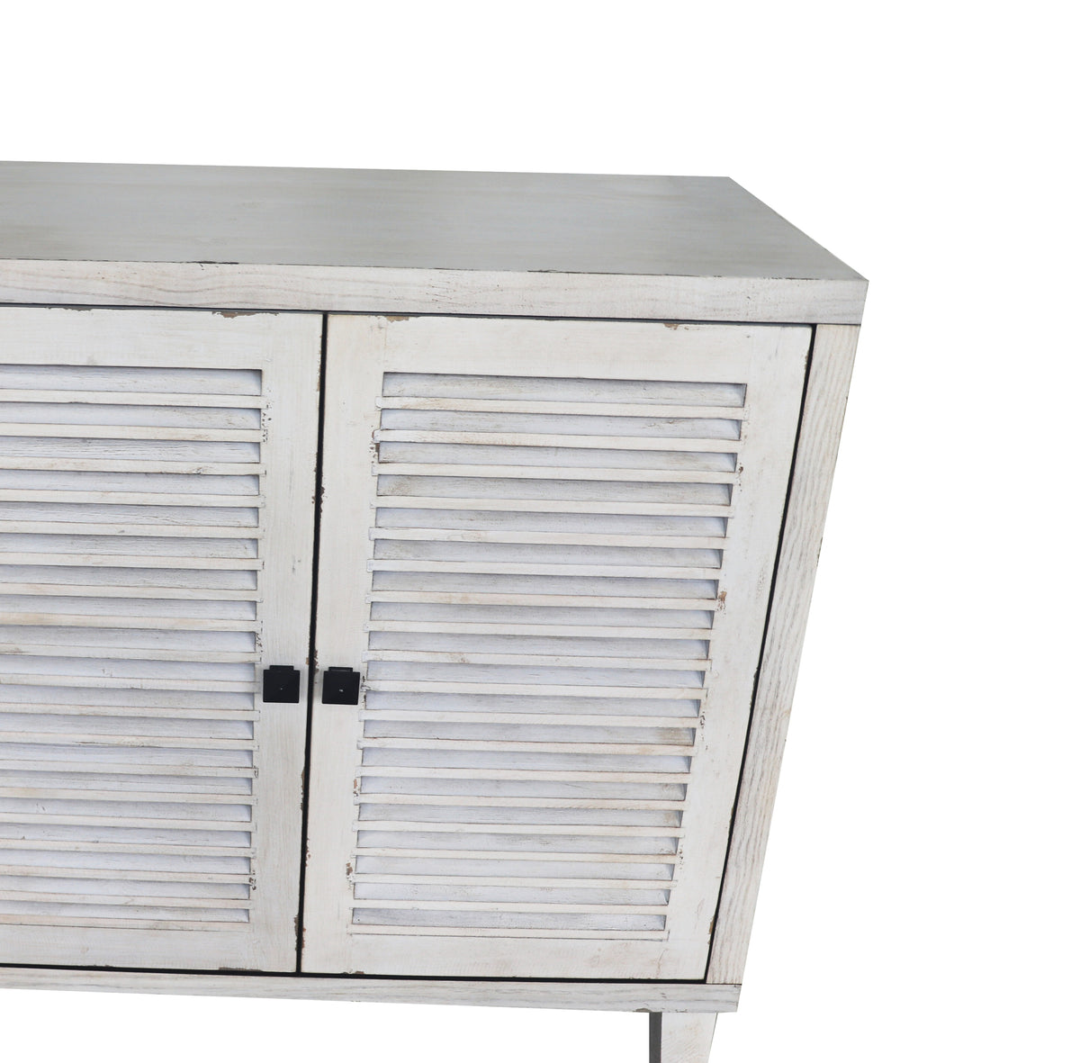 Accent Cabinet 4 Shutter Door Wooden Cabinet Sideboard Buffet Server Cabinet Storage Cabinet, for Living Room, Entryway, Hallway, Office, Kitchen and Dining Room, Distressed White W1435P153088-djyc