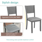 5 Piece Modern Dining Set, Square Wooden Dining Table with 4 Upholstered Chairs for Kitchen, Dining Room, Gray W1998S00056-djyc