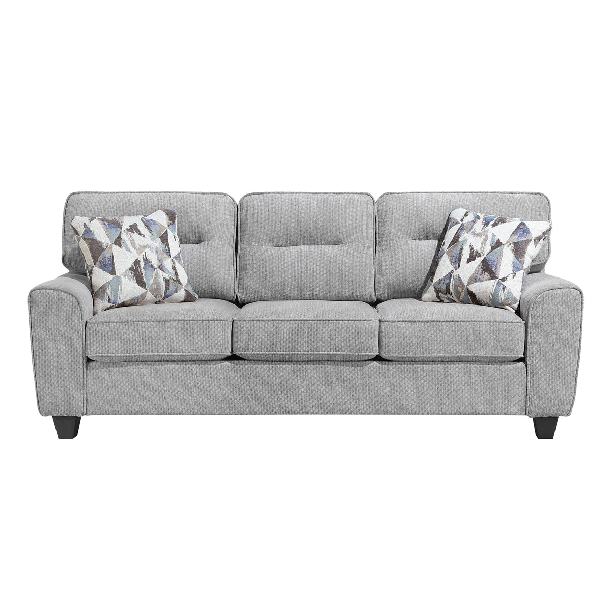 Durable Chenille Fabric Sofa with Decorative Pillows Gray Contemporary Design Living Room Furniture 1pc-B011P474326
