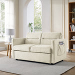 Loveseats Sofa Bed with Pull-out Bed,Adjsutable Back and Two Arm Pocket,Beige (54.5"x33"x31.5") W48766863-djyc