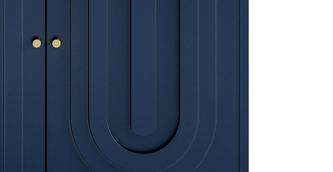 Modern Blue Lacquered 4 Door Wooden Cabinet Sideboard Buffet Server Cabinet Storage Cabinet, for Living Room, Entryway, Hallway, Office, Kitchen and Dining Room W1435133313-djyc