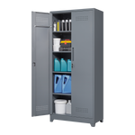 Metal Storage Cabinets, Cleaning Tool Cabinet with Locking Door, Tall Broom Tool Organizer and Storage, Large Storage Cabinet for Kitchen, Pantry, Office, Shop W328P193779-djyc