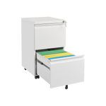 Metal 2 Drawers Mobile File Cabinet with Lock, Under Desk Office Steel Filing Cabinet, 25.6''H Legal/Letter Size Files Storage Cabinet,White W1247125572-djyc