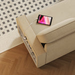 85.8" Pull Out Sleeper Sofa L-Shaped Couch Convertible Sofa Bed with Storage Chaise And Storage Racks,With USB Port And T-pyce Port W834S00266-djyc