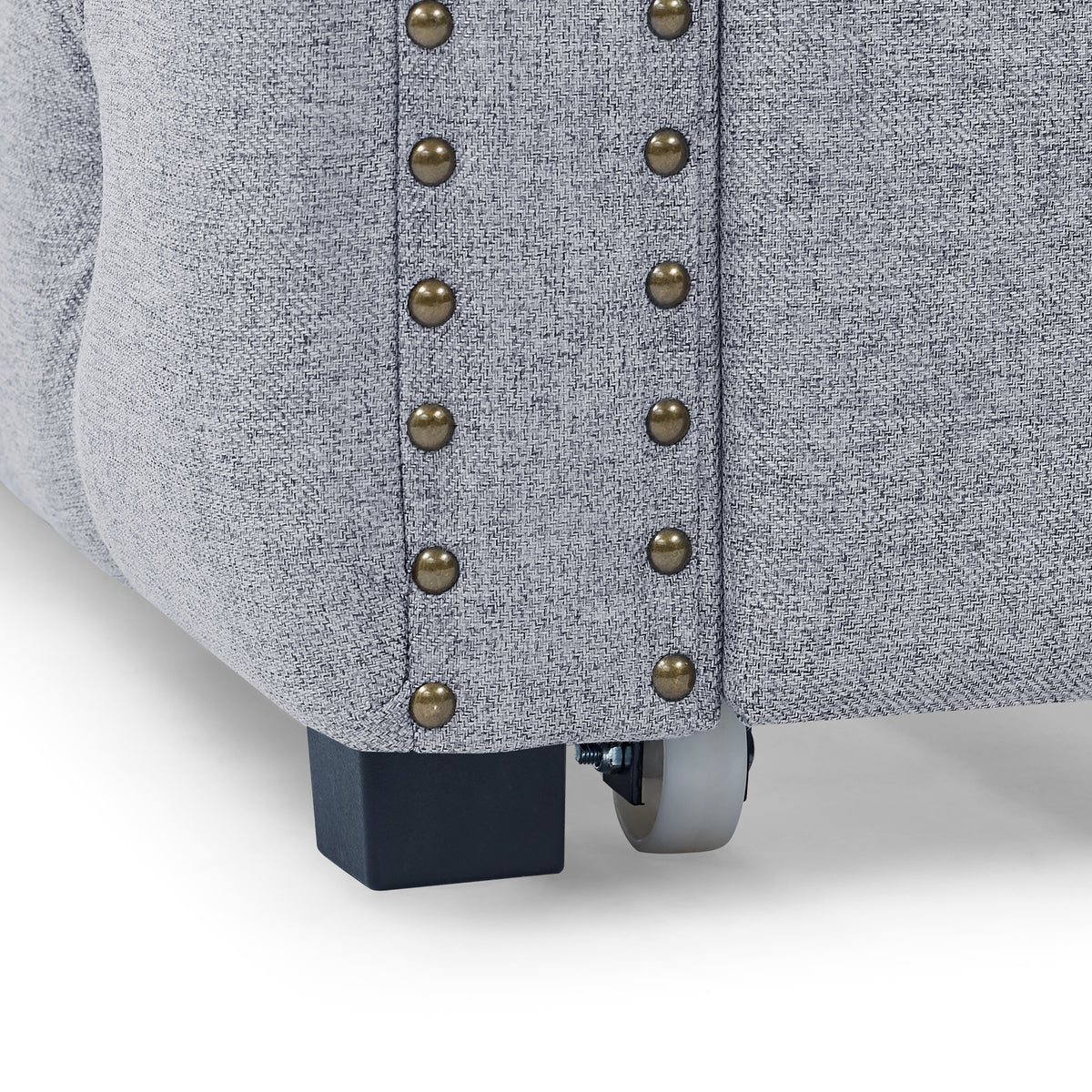 Daybed with Trundle Upholstered Tufted Sofa Bed, with Button and Copper Nail on Square Arms,both Twin Size,Grey(85"x42.5"x31.5")(Old SKU W487S00045) W487S00103-djyc