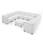 U shape Modular Sectional Sofa,DIY Combination,includes Seven Single Chair, Four Corner and One Ottoman,Ivory W487S00198-djyc