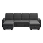 Sectional Sofa with Storage, 96" U Shaped Sectional Couches for Living Room, Comfy Convertible Sectional Sofa- Dark Grey W1669S00008-djyc