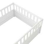 Twin Size Floor bed, integral construction with super high security barrier, door, children's floor bed frame, Montessori wooden children's floor bed, white W1858P164923-djyc