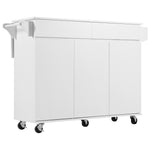 K&K 53.2''Kitchen Island with Drop Leaf, Kitchen Storage Cart with Spice Rack, Towel Rack and 2 Drawers, Rolling Kitchen Island on Wheels with Adjustable Shelves for Kitchen, Dining Room, White N707P173041W-djyc