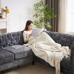 81.5-Inch Chenille Corner Sofa , L-Shaped Sectional Couch, 5-Seater Corner Sofas with 3 Cushions for Living Room, Bedroom, Apartment, Office W834S00262-djyc