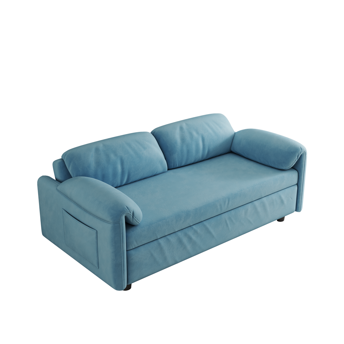 Sofa Showcase: 54" Velvet Blue Sofa Bed – A Dual-Purpose Living Room Gem with a Retractable Bed Option W1278127958-djyc