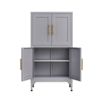 Grey Metal Kitchen Storage Cabinet, Kitchen Pantry Storage Cabinet with Doors and Shelves, Storage Cabinet with Adjustable Leveling Foot for Kitchen, Living Room and Dining Room W328P194191-djyc