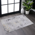 MAVAL Gold Washable Rug 2' x 3' Doormat Rug (Gray+Gold, 2' x 3')-B189P188971
