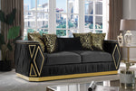 Cavalli Contemporary Style Upholstery Diamond Pattern Sofa Made with Wood in Gold accent & Black-B009P417494