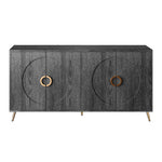 Modern Lacquered 4 Door Wooden Cabinet Sideboard Buffet Server Cabinet Storage Cabinet, for Living Room, Entryway, Hallway, Office, Kitchen and Dining Room, Distressed Black W1435P191611-djyc