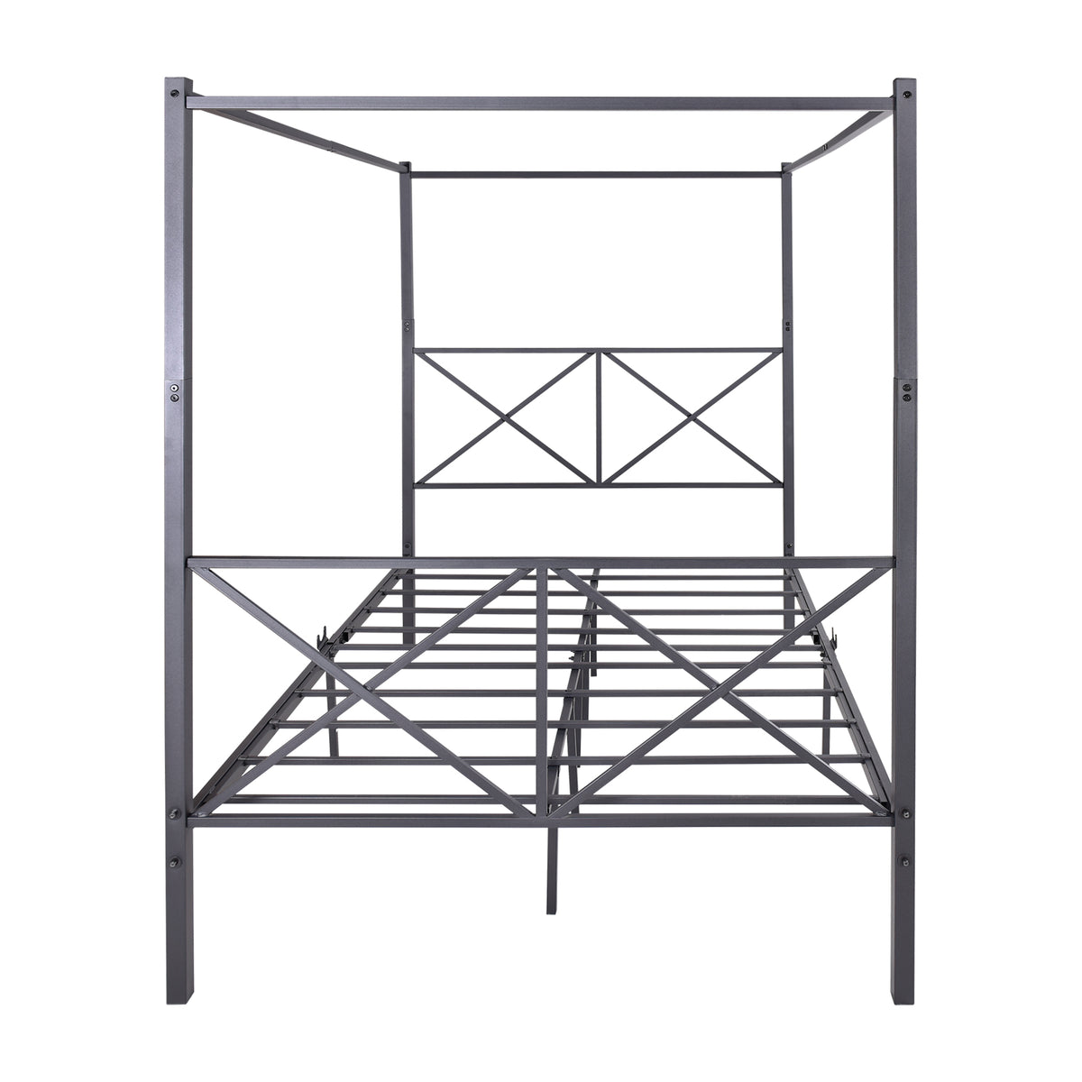 Metal Canopy Bed Frame, Platform Bed Framewith X Shaped Frame Full Black W84041891-djyc