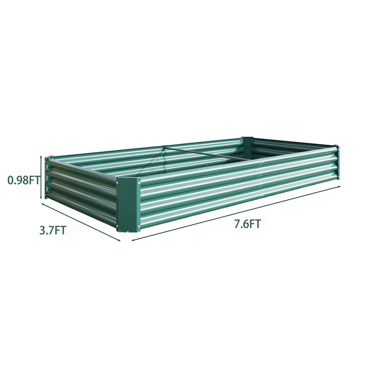 Raised Garden Bed Kit - Metal Raised Bed Garden 7.6x3.7x0.98ft for Flower Planters, Vegetables Herb Green W84090997-djyc