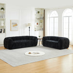 Chenille Pure Foam Sofa, Modern Quilted Cloud Sofa, Deep-Seat Chenille Pure Foam Sofa, Comfortable Modern Three-Seater Sofa, Suitable for Living Rooms, Bedrooms, and Apartments-W834S00640