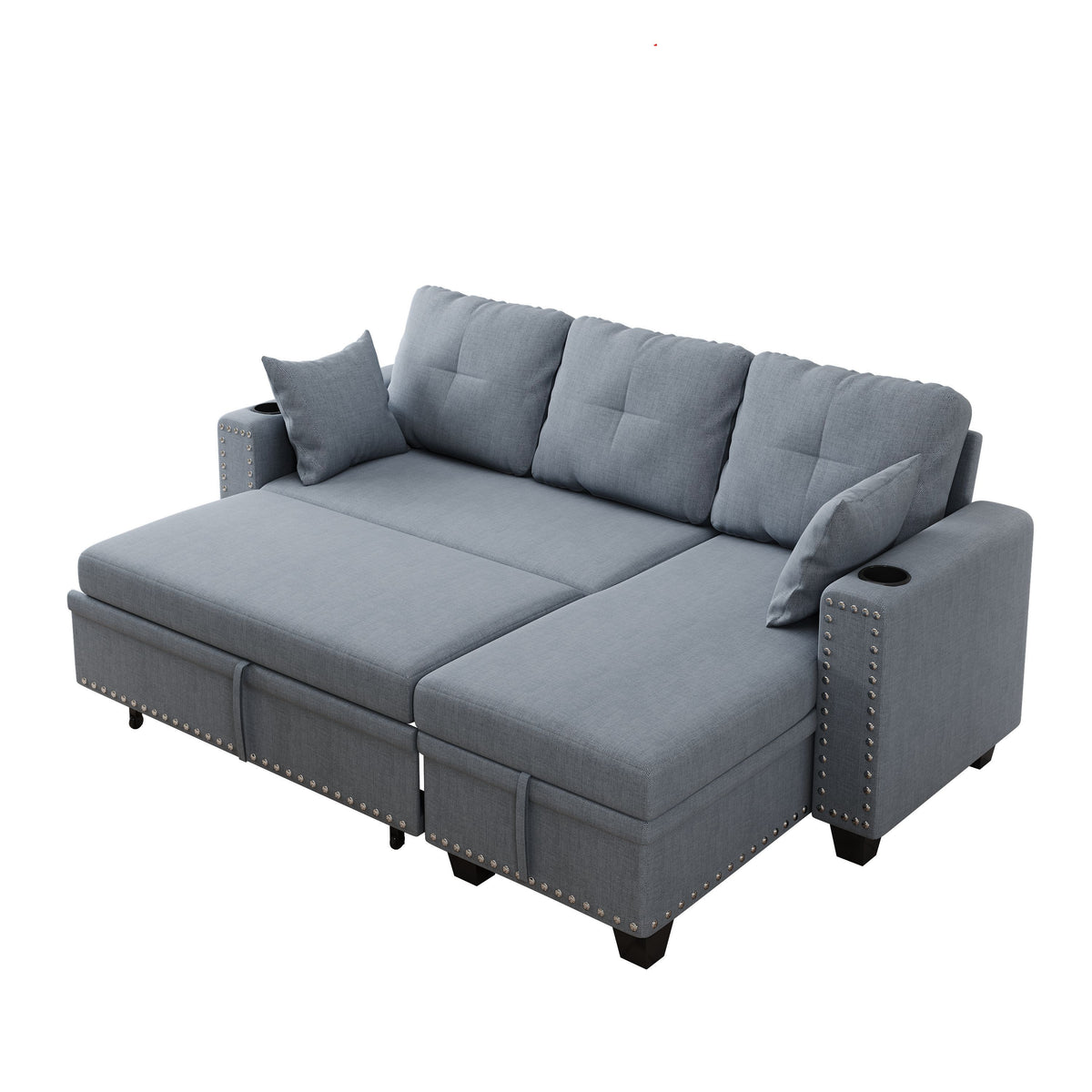 85 "multi-functional dark grey sofa. L-shaped sofa Cotton and linen sofa bed can be combined into one W1278S00008-djyc
