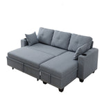 85 "multi-functional dark grey sofa. L-shaped sofa Cotton and linen sofa bed can be combined into one W1278S00008-djyc