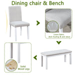 Wooden Dining Rectangular Table with Bench, Kitchen Table with Bench for Small Space, 6 Person Dining Table, White W1998S00046-djyc