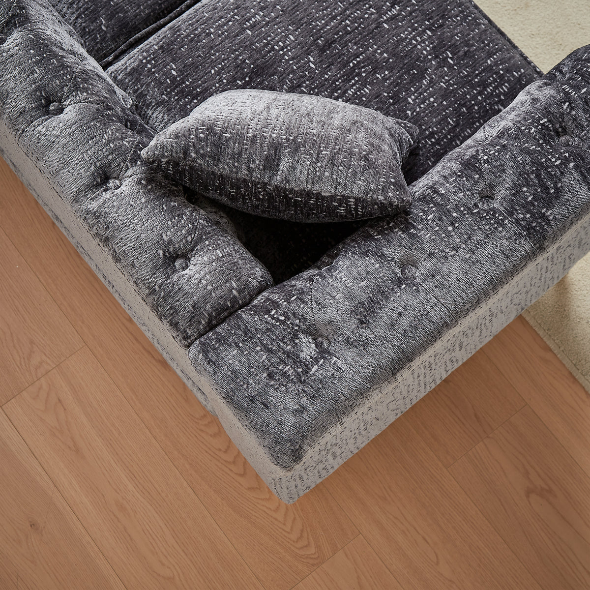 81.5-Inch Chenille Corner Sofa , L-Shaped Sectional Couch, 5-Seater Corner Sofas with 3 Cushions for Living Room, Bedroom, Apartment, Office W834S00262-djyc