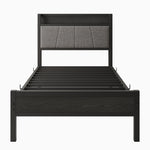 Twin Size Bed Frame, Storage Headboard with Charging Station, Solid and Stable, Noise Free, No Box Spring Needed, Easy Assembly W840P179116-djyc