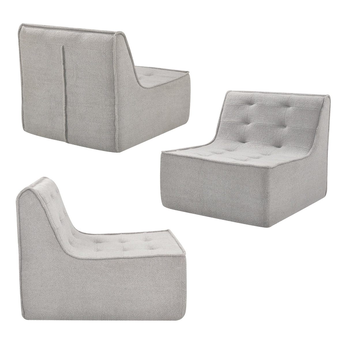 Fireside Chair, Lazy Floor Sofa Couch, Large Bean Bag Chair for Adults with High Resilience Foam for Living Room, Bedroom and Office, Velvet Fabric, Gray W1998P195215-djyc