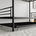 Twin Bunk Bed with Trundle Metal Bunkbeds with Ladder and Full-Length Guardrail, Noise Free, No Box Spring Needed, Black W840P196829-djyc