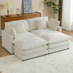 75.6' Modern Sofa Modular Sofa Couch Upholstered Corduroy L-Shape Sectional Sofa with Side Storage Pockets for Living Room, Beige N719S001722A-djyc