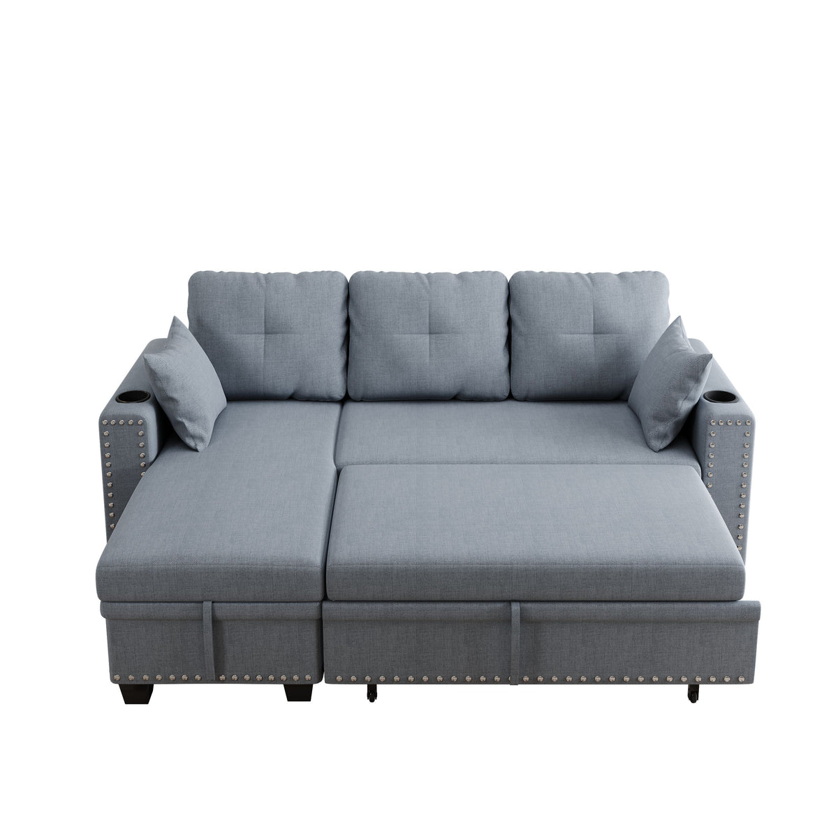 85 "multi-functional dark grey sofa. L-shaped sofa Cotton and linen sofa bed can be combined into one W1278S00008-djyc