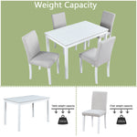 5 Piece Wooden Dining Table Set, Kitchen Table Set with a Rectangular Table and 4 Upholstered Chairs, Wooden Dining Room Table with Crystal Decoration and Chairs Set for Kitchen, Dining Room, White W1998S00049-djyc