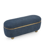 Storage Ottoman Bench, Upholstered End of Bed Ottoman Bench with Storage and Seating, Large Blanket Storage Bench for Foot Rest in Bedroom, Living Room, Entryway, Dark blue W487P179604-djyc