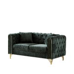 60-Inch Chenille Pull Buckle Design Sofa for Living Room,Buttons Tufted With Copper Nail Decoration Armrest, Modern Couch Upholstered Button And Metal Legs W834S00299-djyc