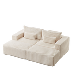 87" Oversized Sectional Lounge Chaise,No Assembly Required,Cloud Plush Loveseat with two Removable Footstool,Fluffy Modern Sleeper Chair for Indoor Living Room Bedroom W834S00331-djyc