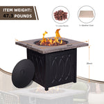 Faux Woodgrain Table top And Steel Base Propane Outdoor Fire Pit Table With Lid W2029120085-djyc