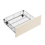 Full Size Bed Frame with 2 Storage Drawers, Upholstered Bed Frame with Wingback Headboard Storage Shelf Built-in USB Charging Stations and Strong Wood Slats Support, No Box Spring Needed, Beige W1916126256-djyc