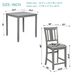 5 Piece Dining Table Set, Wooden Dining Square Table Set for 4, Counter Height Kitchen Table Set with Square Table and 4 Upholstered Chairs for Small Space, Gray W1998S00031-djyc