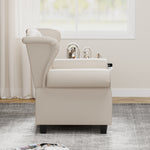 Modern Tufted Push Back Armchair Technical Leather Chair, Adjustable Single Sofa Chair with Sturdy Wood Legs for Bedroom, Living Room, Small Space(Color:Beige) W1669P199572-djyc