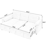 Corduroy Tufted Upholstered Sleeper Sectional Sofa, L-Shaped Modular Convertible Sofa with Storage Chaise, Pull Out Sleep Couch Bed and Reclining Backrest Perfect for Living Space, Beige W487S00226-djyc