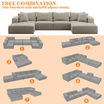 Oversized sponge cloud sofa,Modern Upholstered Sectional Sofa Couch Set,Modular 162" L Shaped Sectional Living Room Sofa Set With 6 Pillows,Free Combination Sofa Couch for Living Room,Bedroom W834S00324-djyc